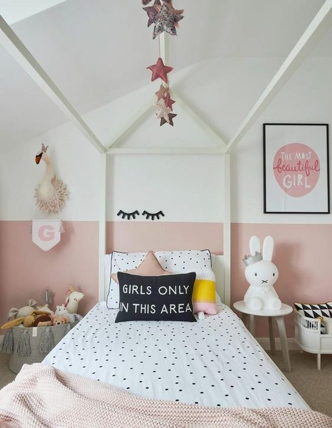 Pink Walls, White House Bed