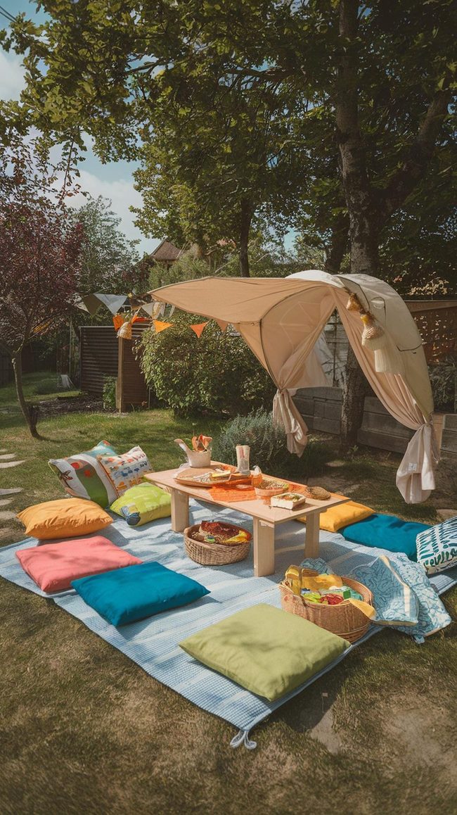 Backyard Picnic Blanket Setup