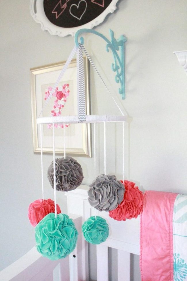 Pink And Teal Nursery Mobile