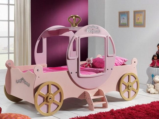 Pink Carriage Bed Purple Walls