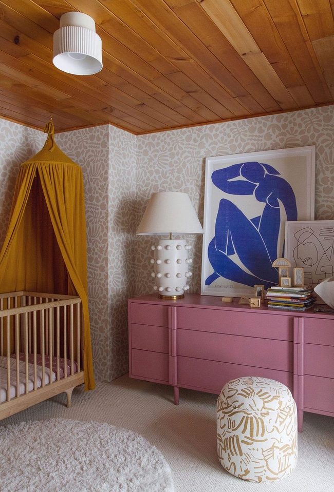 Pink Dresser Meets Modern Art