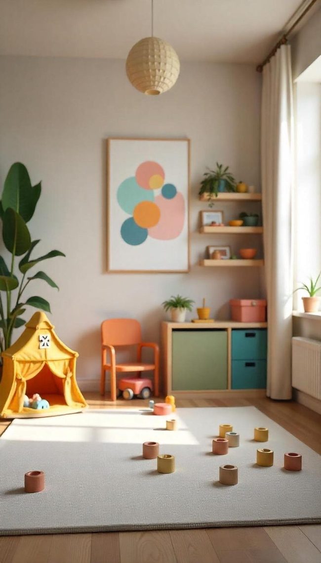 Durable Patterned Rug For Kids' Play
