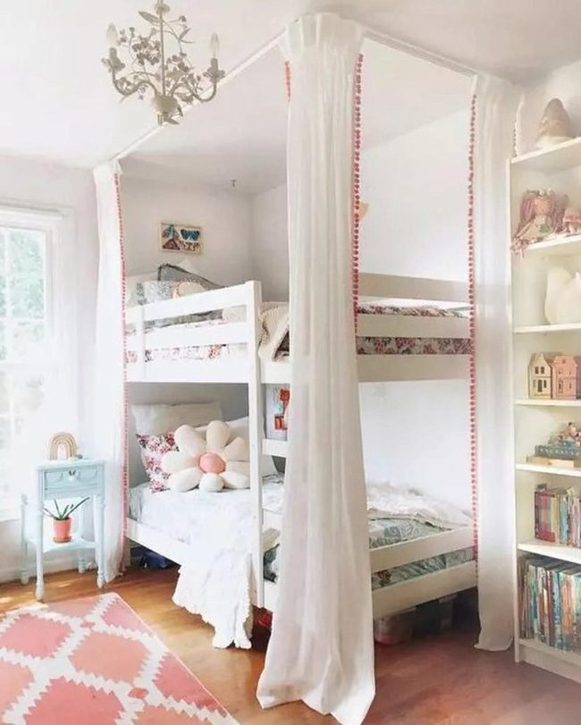 White Bunk Beds, Floral Dreams