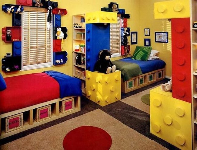 Oversized Blocks Divide Shared Bedroom