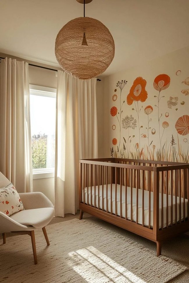 Woven Lights Over Wooden Nursery