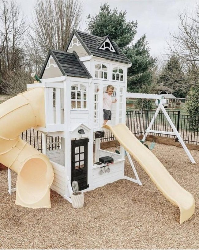 White Two-Story Playhouse Palace