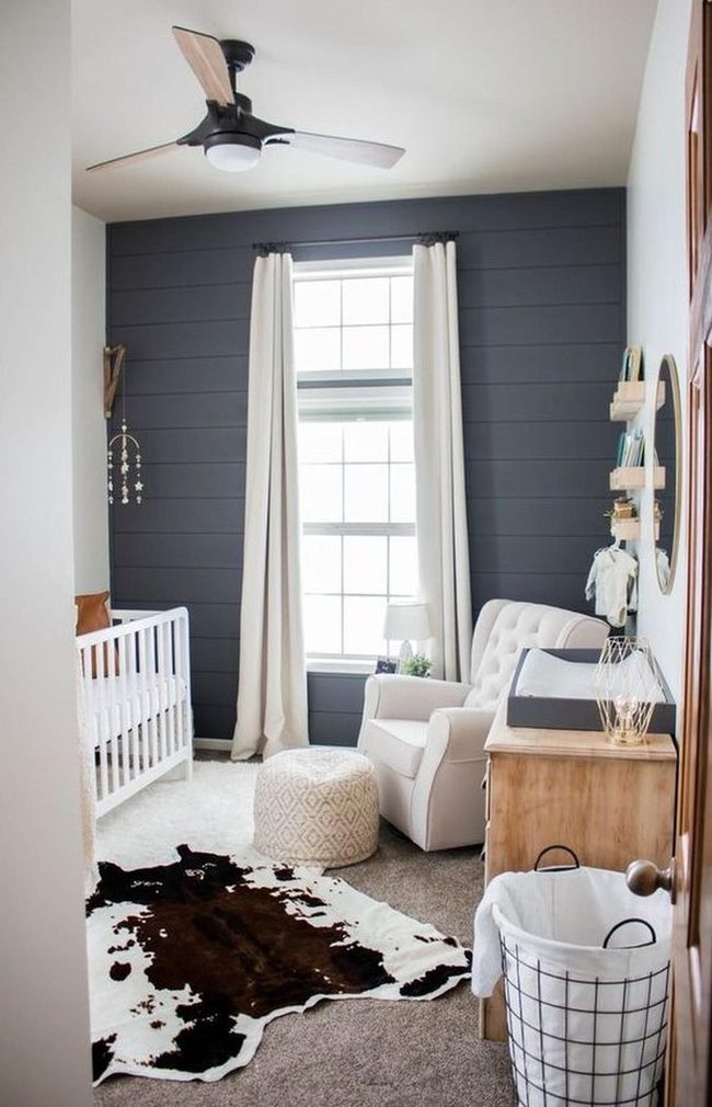 Dark Blue Nursery Black Print Rug