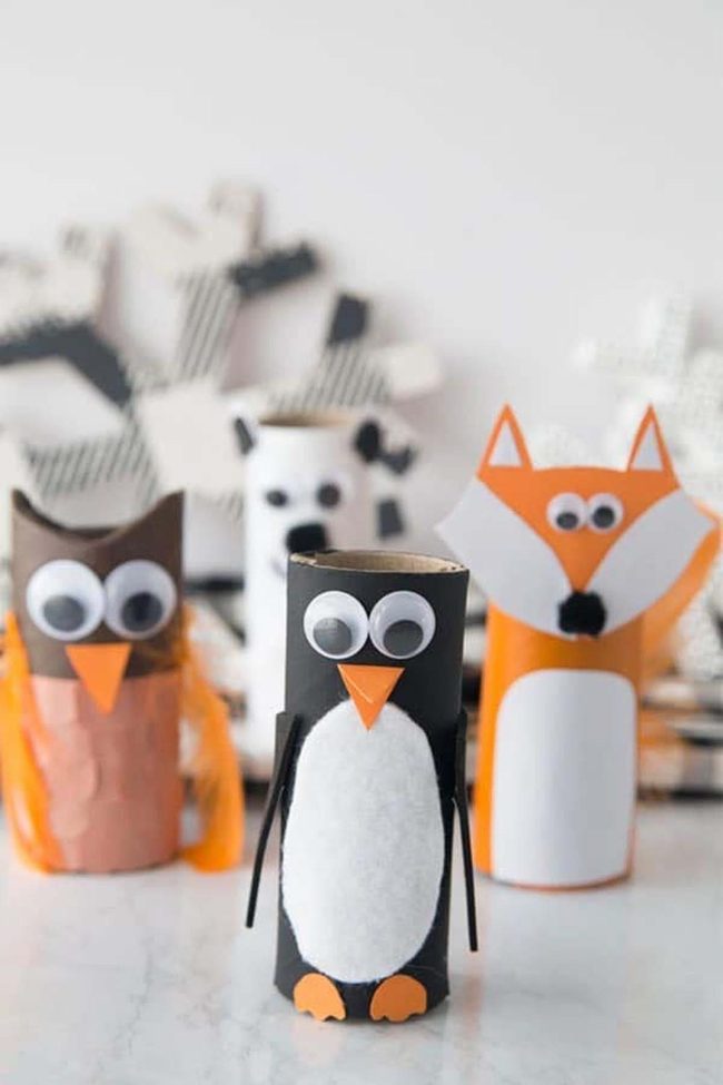 Cardboard Tube Winter Animals