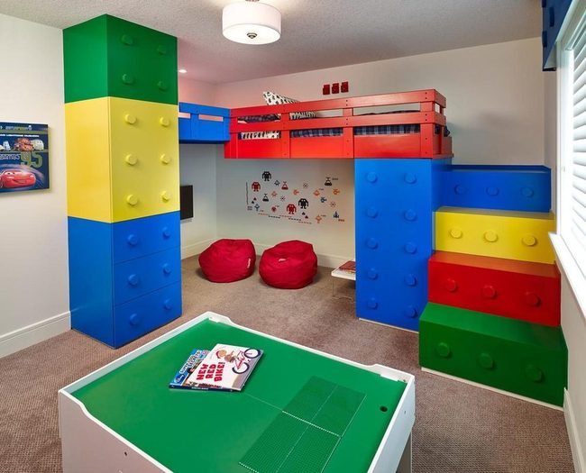 Painted Lego Loft Bed Red