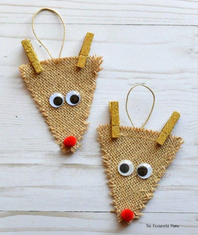 Burlap Reindeer Craft Ornaments