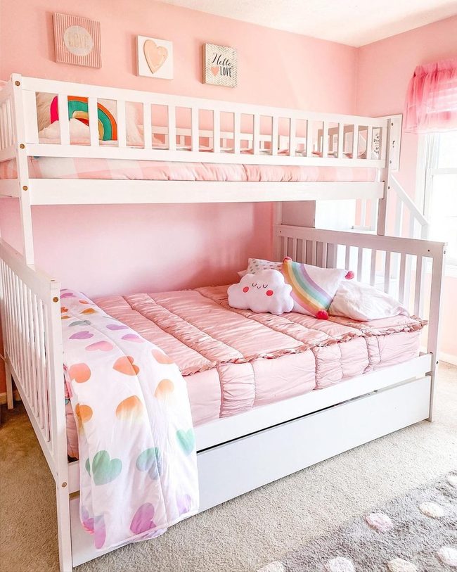 Pink Bunk Beds, Endless Storage