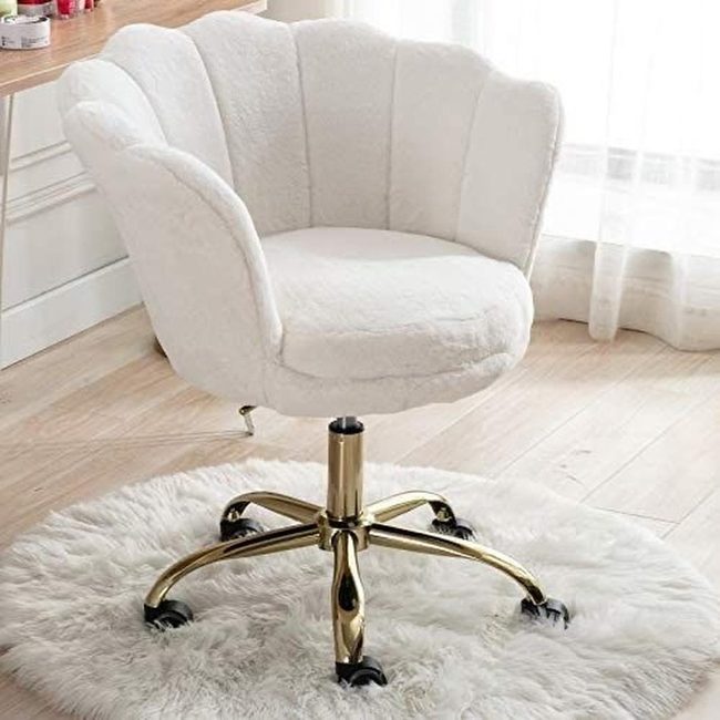 Gold-Legged Tufted Swivel Chair