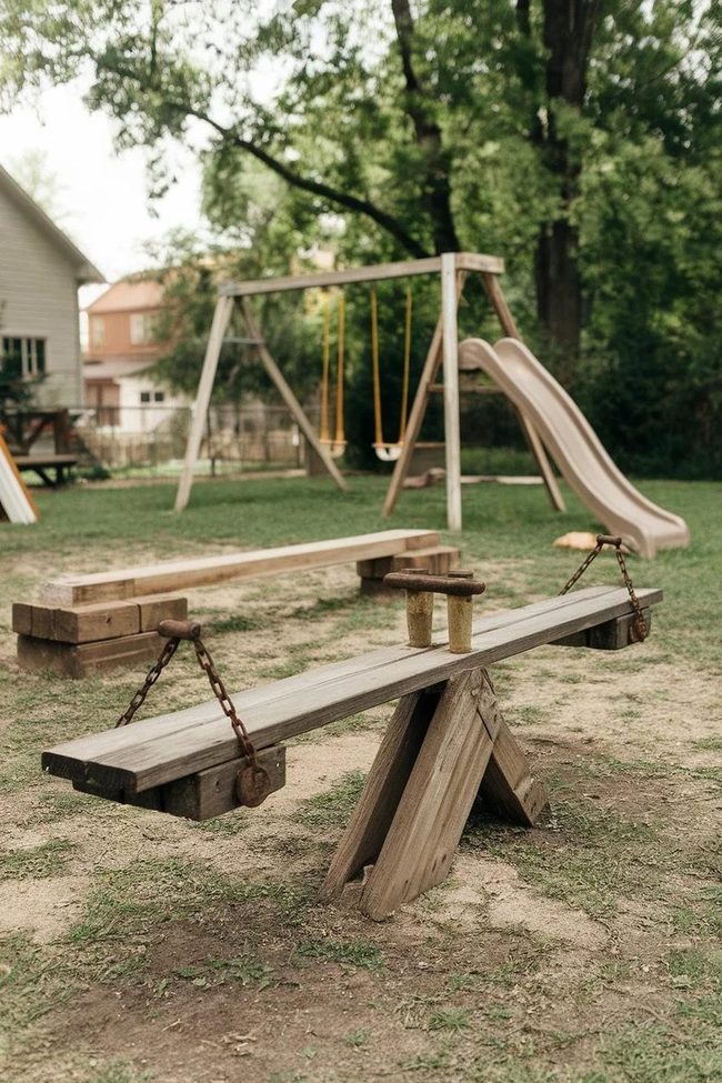 Daylit Painted Backyard Seesaw