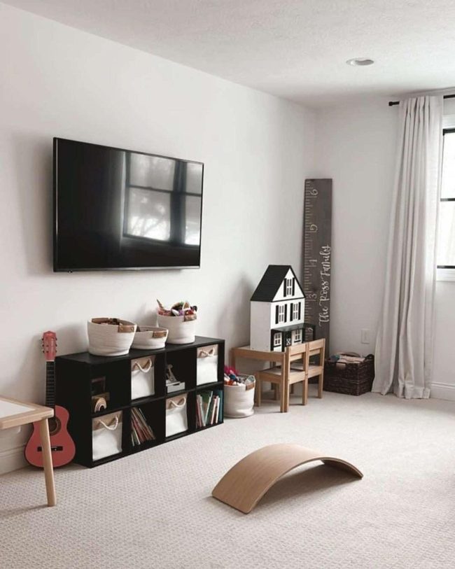 Sunlit Playroom with Black Storage