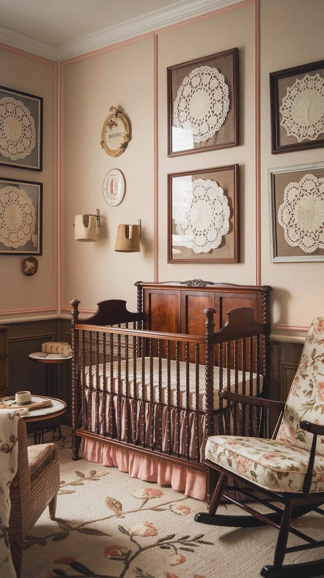 Delicate Lace Doilies Gold Frames