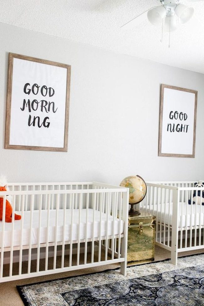 Twin Cribs, Mint Accents, Gray Serenity