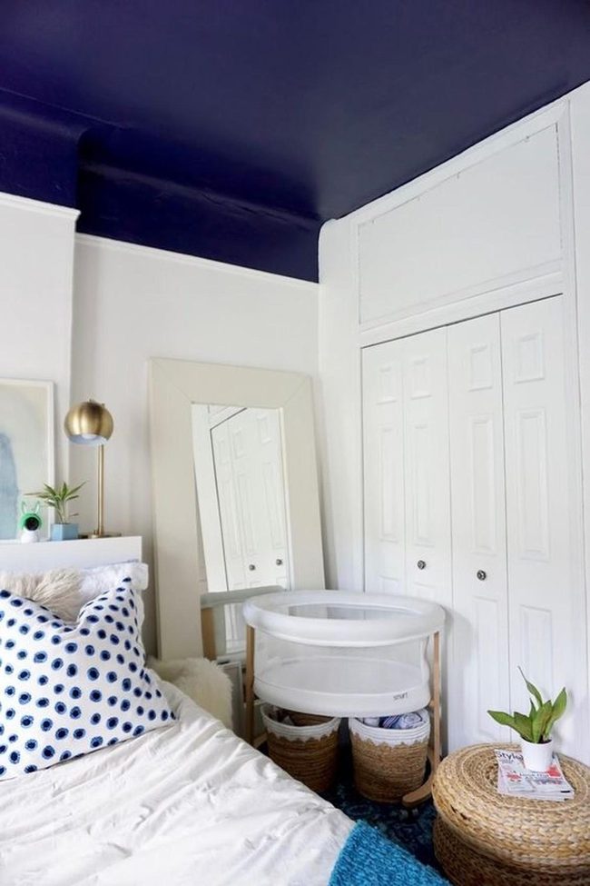 Navy Ceilings White Walls Gold Accents