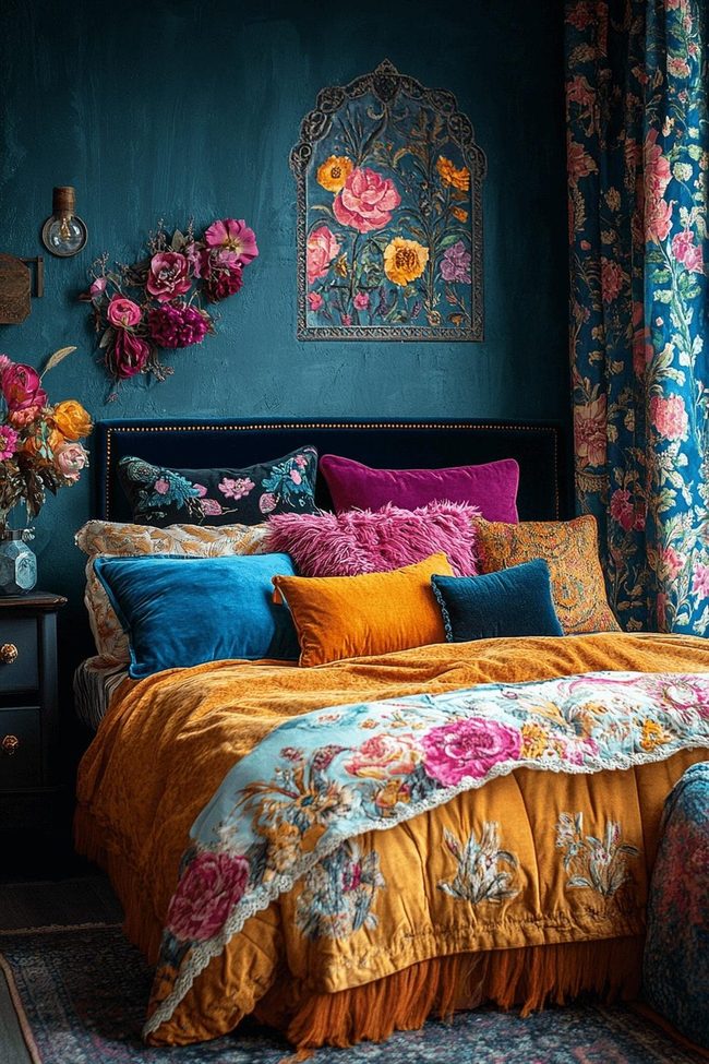 Peacock Blue Boho Girls Room