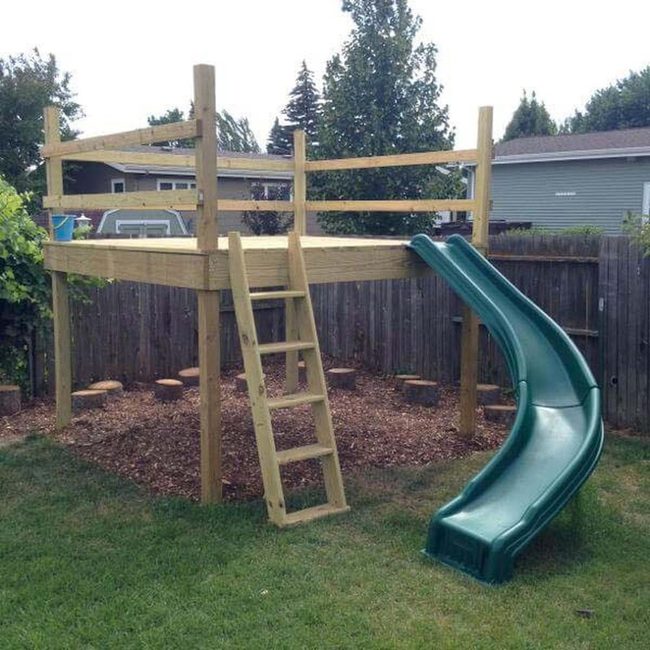 Teal Slide Backyard Play Structure