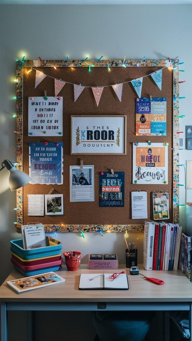 Colorful Cork Organization Wall