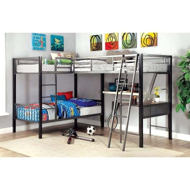 L-Shaped Triple Sleep with Loft Storage