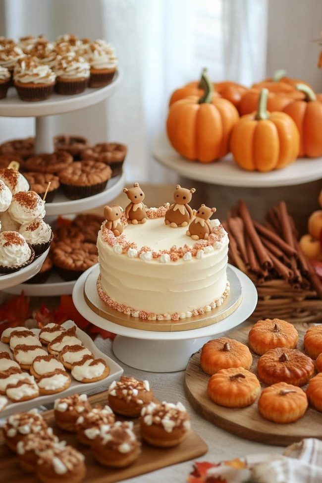 Autumn Orange Baby Boy Dessert Station