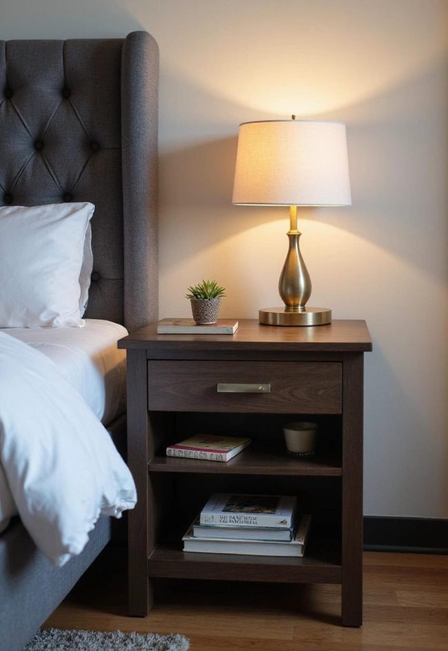 Compact Space-Saving Bedside Table Essentials
