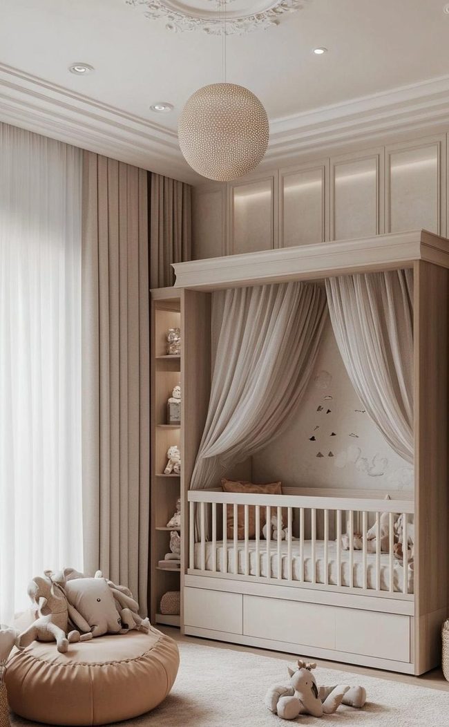 Draped Cream Canopy Nursery