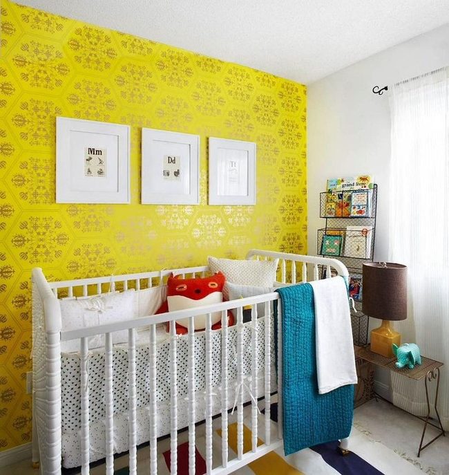 Sunny Yellow Nursery With Fox Accent