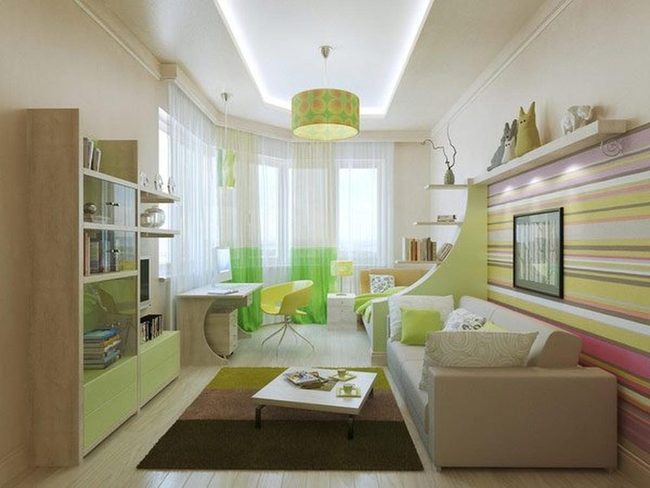 Striped Walls, White Sofa, Pure Joy
