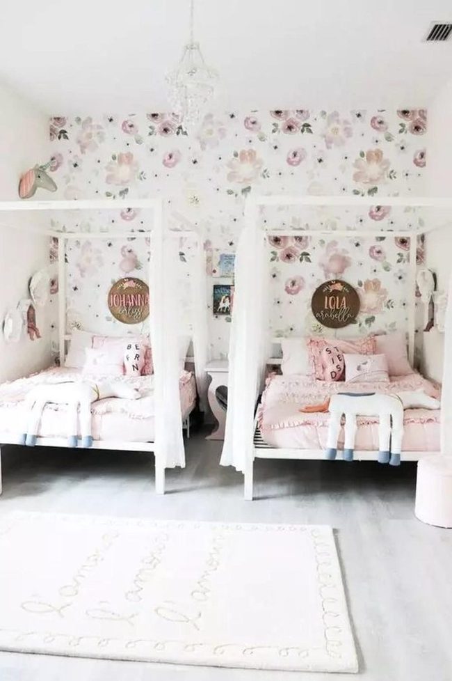 Twin Canopy Beds Pink Sanctuary