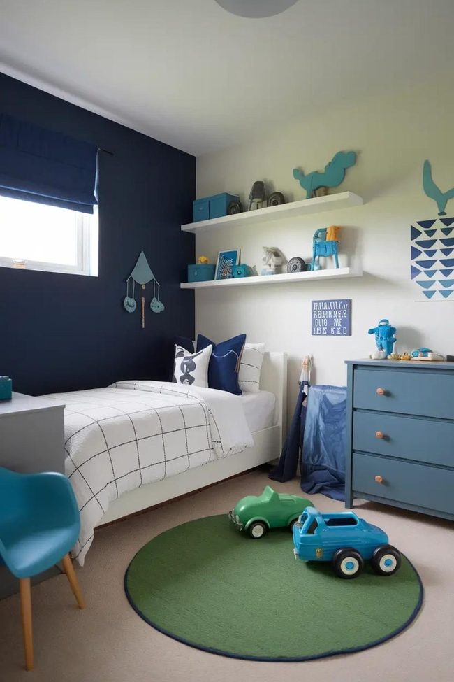 Luminous Green Pops On Diffused Blue