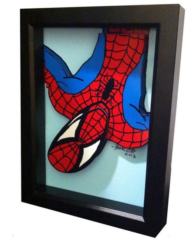 Red And Blue Superhero Upside Down