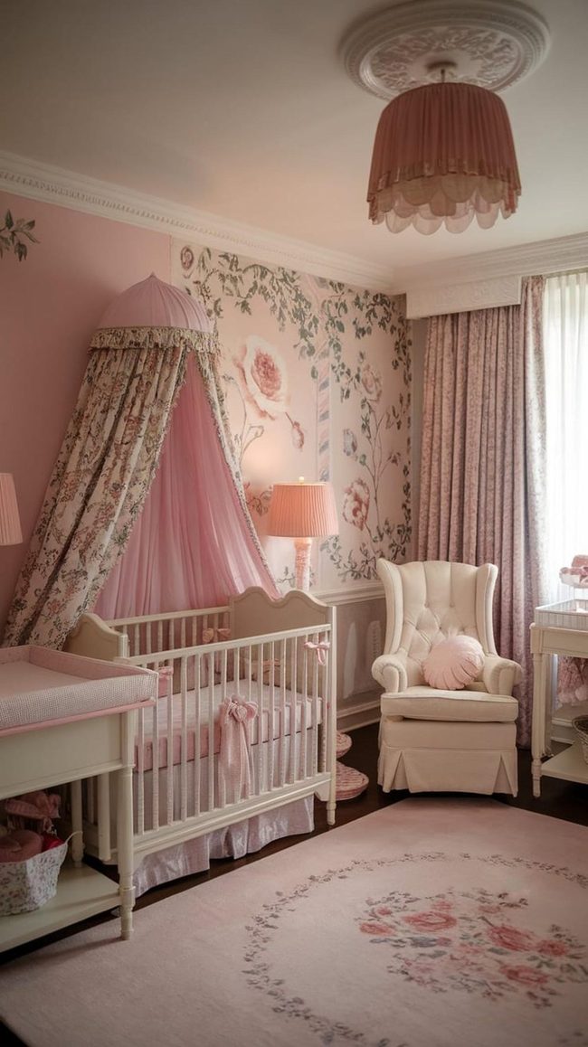 Victorian Roses Delicate Wallpaper