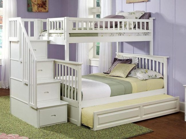 White Bunk With Built-In Storage