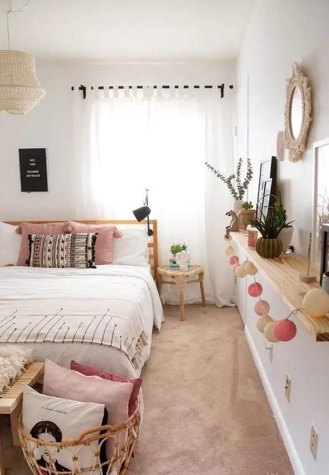 Pink Patterned Bedroom Wood