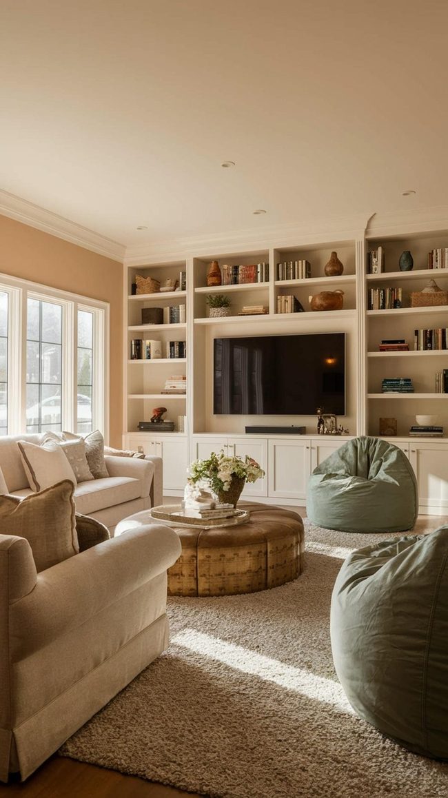Cozy Bean Bags And Natural Wood