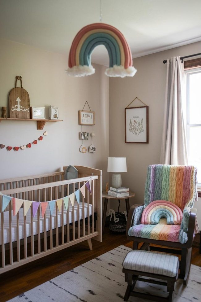 Pastel Nursery with Macramé Swing