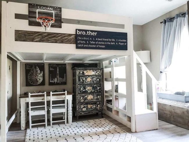 White Loft With Basketball Hoop