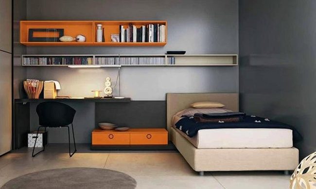Orange Wall Bedroom Balance