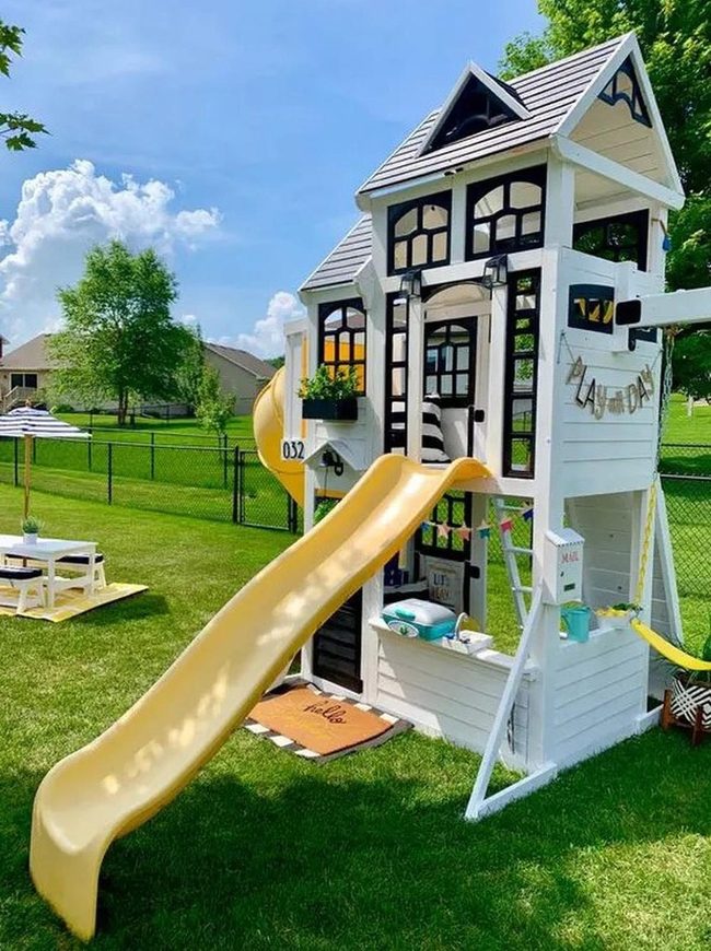Yellow Slide Playhouse Paradise