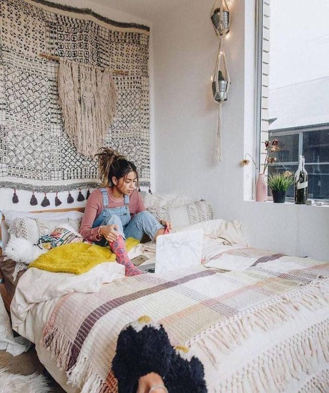 Colorful Tapestries Transform Bedroom Walls