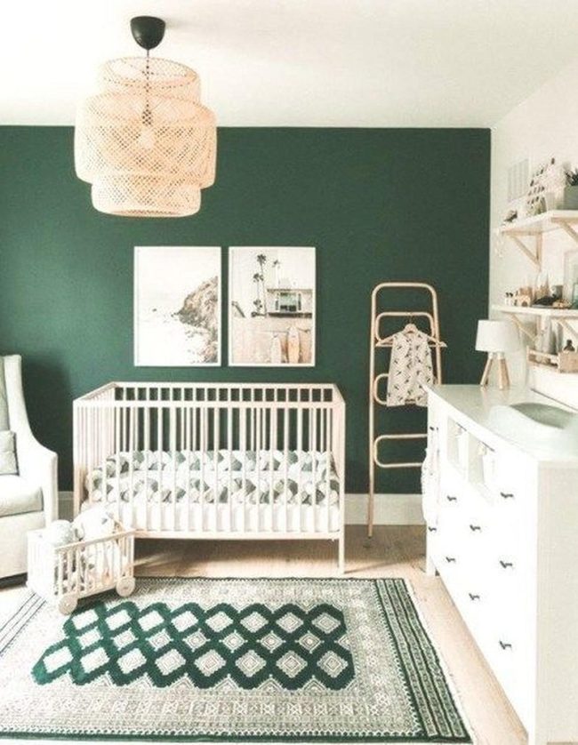 Soft Green Nursery with Natural Warmth