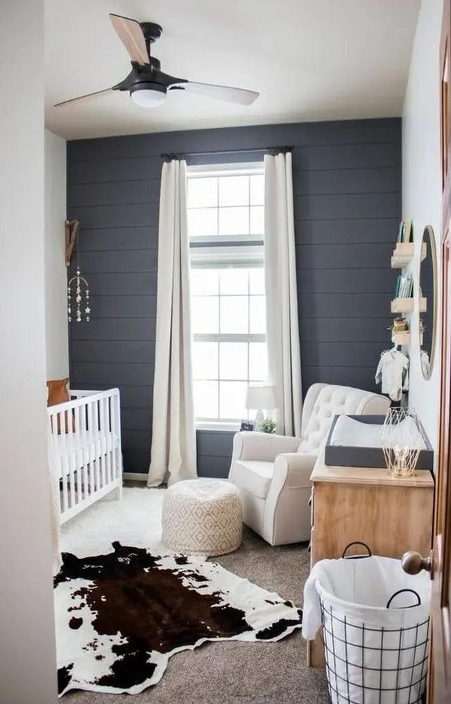 Dark Blue Shiplap Nursery