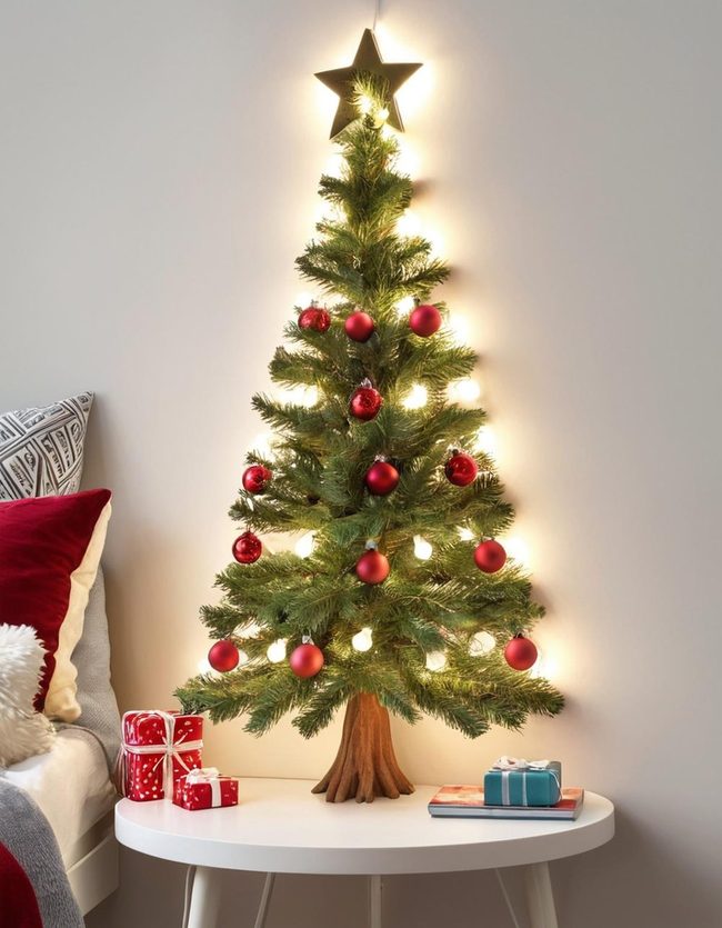 Wall-Mounted Christmas Trees for Tight Spaces