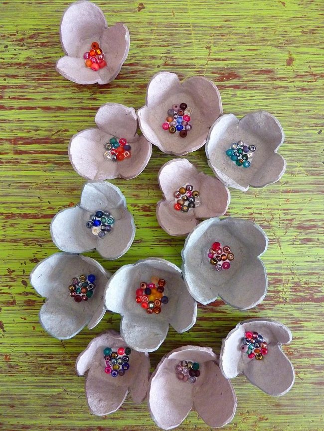 Recycled Paper Flowers With Sparkling Beads