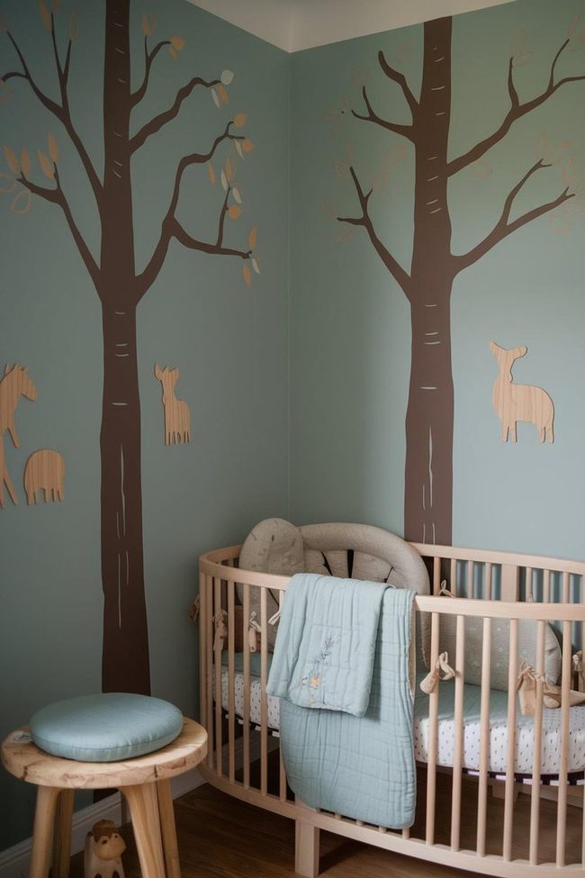 Forest Green Nursery with Rustic Wood
