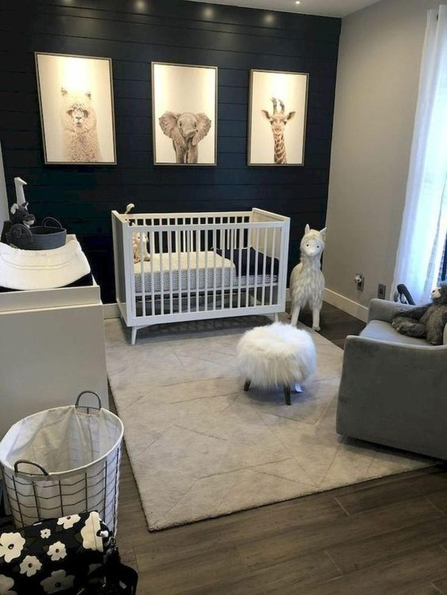 Black Shiplap Animal Nursery