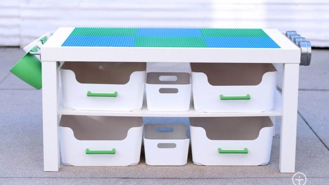 Blue-Green Block Table Storage