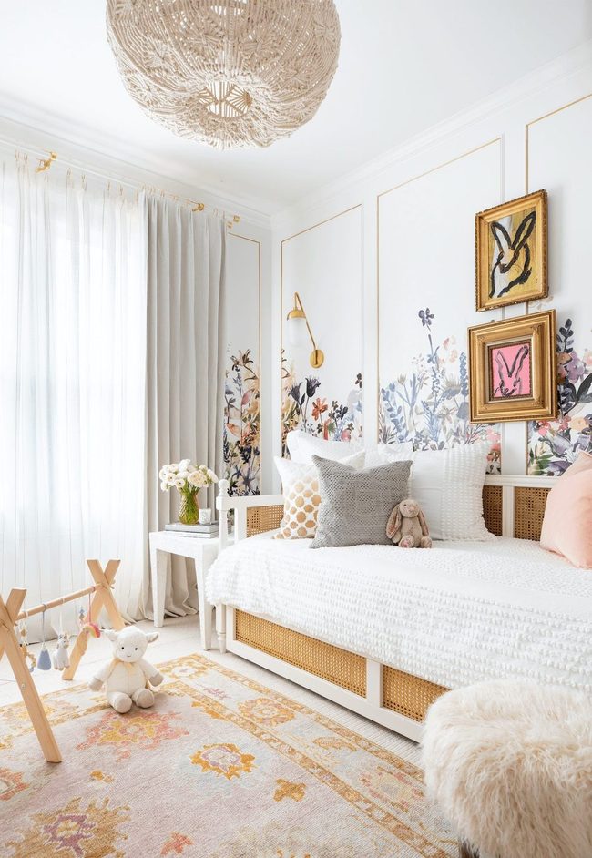 Gold Floral Nursery With Textured Layers
